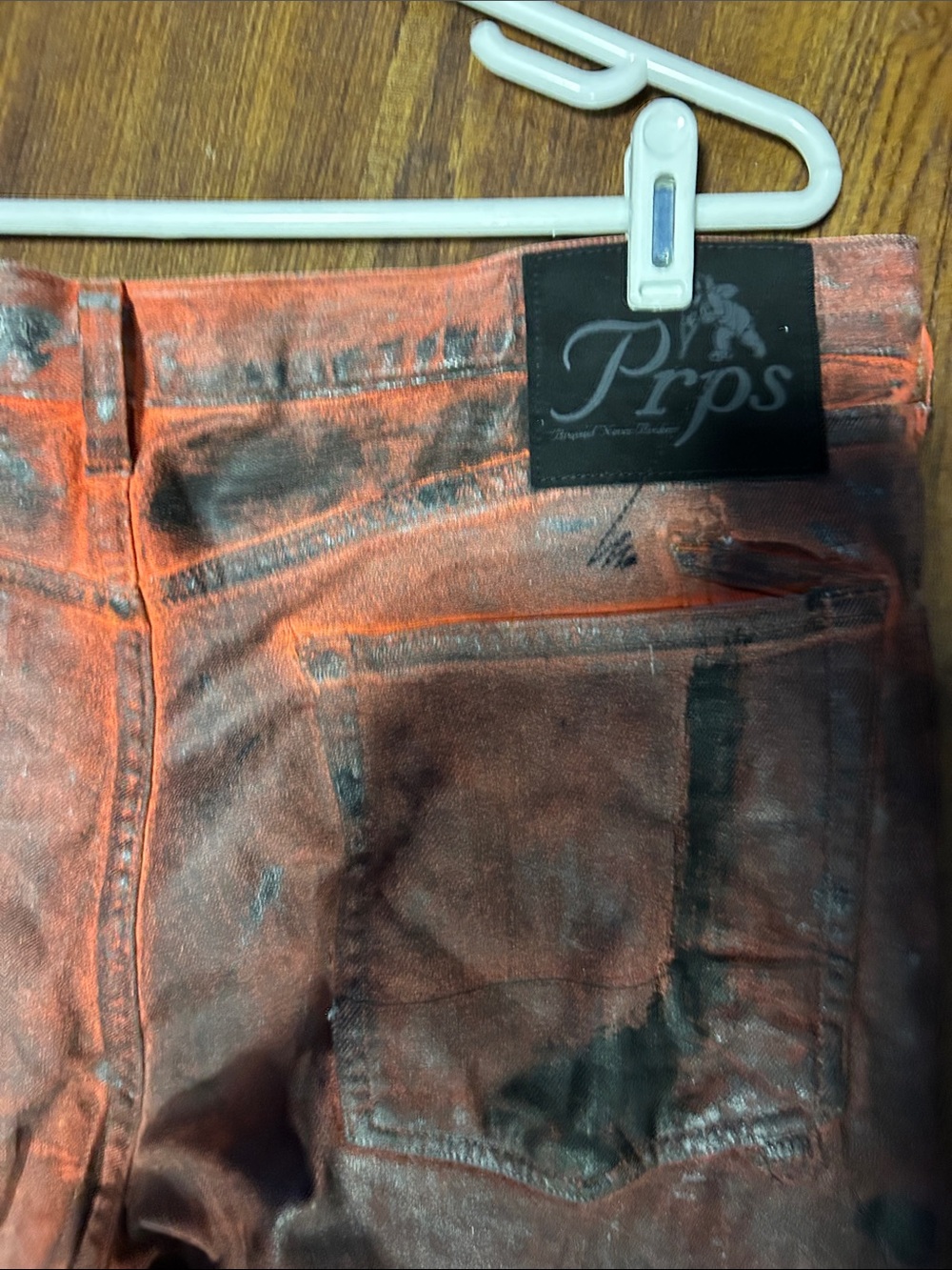 PRPS Men's Distressed Rust Brown Leather Pants - Picture 3 of 6